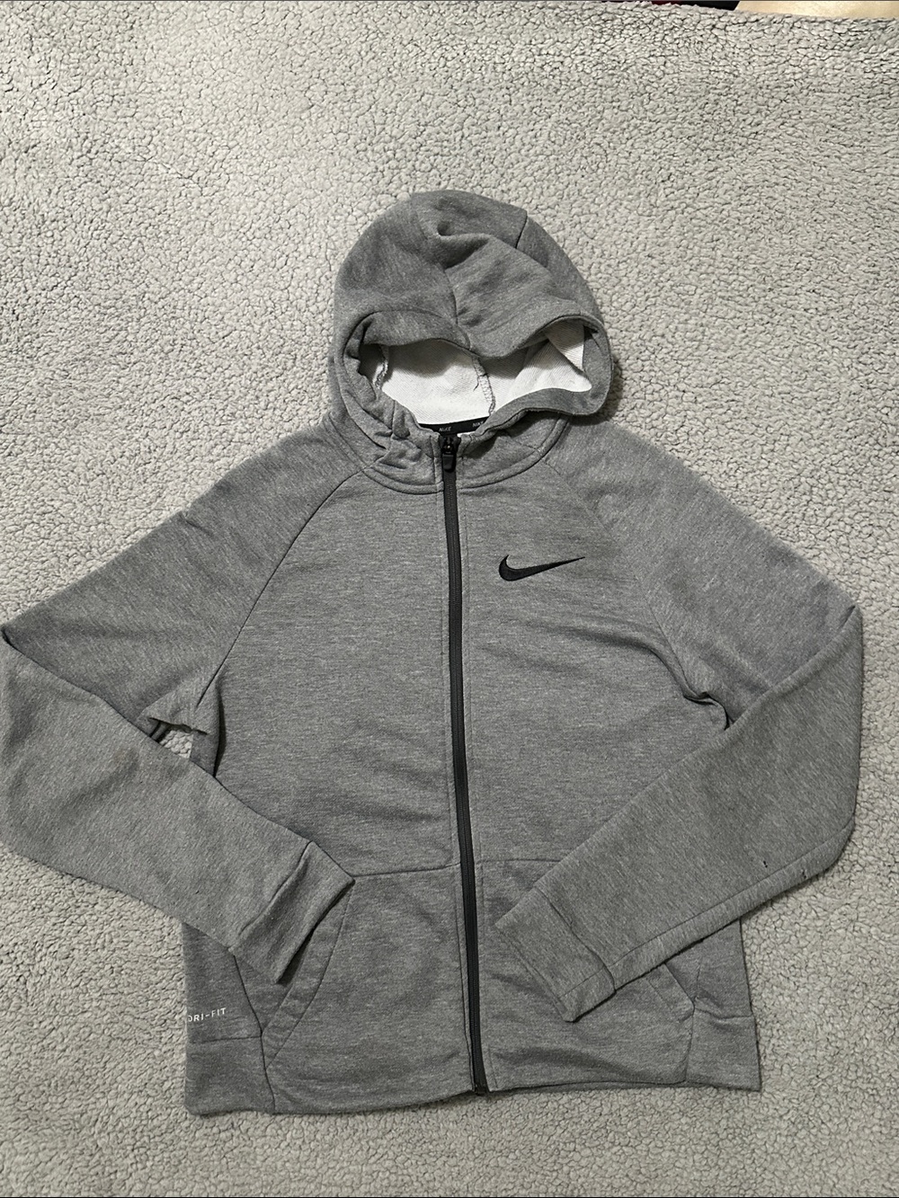 Nike Men’s Dri-FIT Gray Full Zip Training Hoodie Jacket Size XL Swoosh